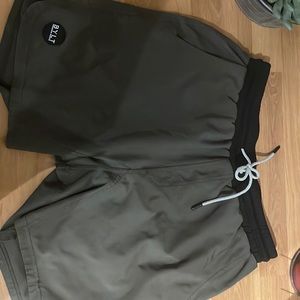 BYLT exercise shorts olive green with liner. Gently used like new
